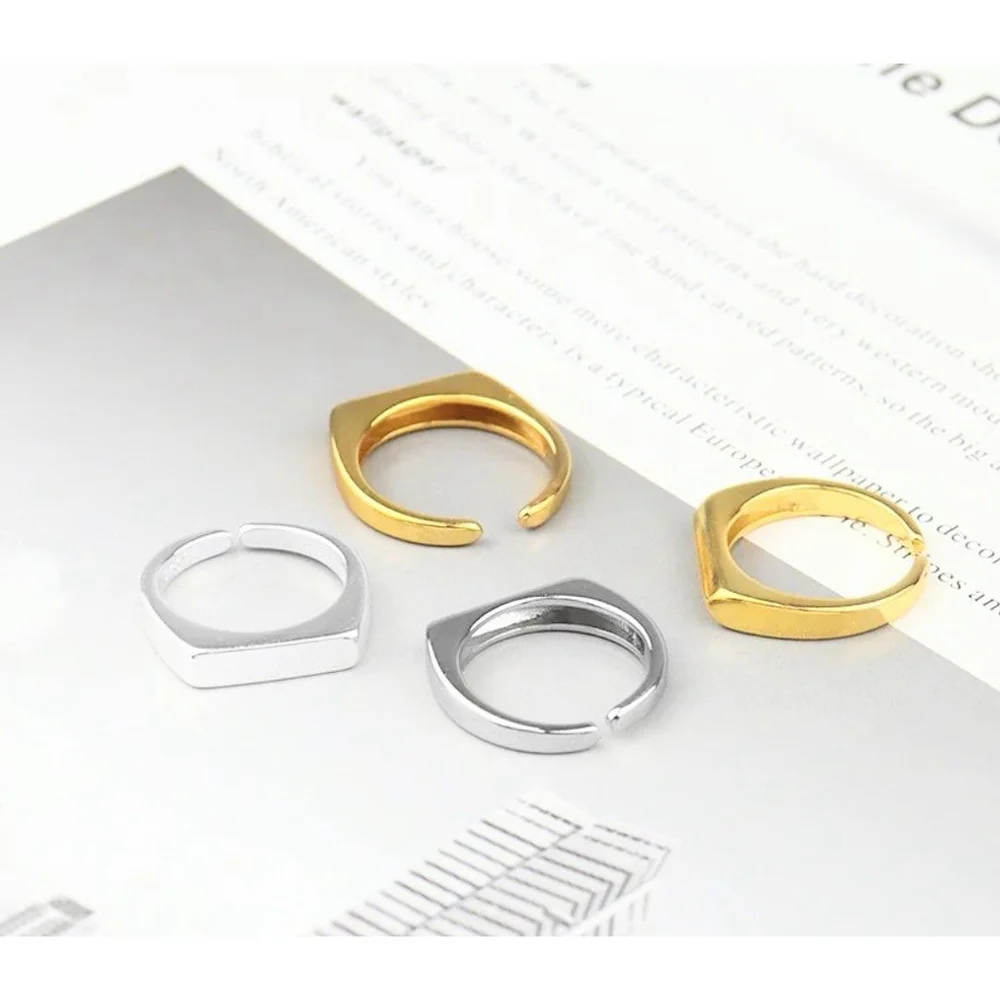 NEW Unisex Men's Ring Adjustable Gold-Plated‎ S925, Size Small